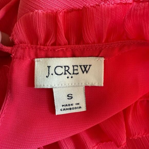 J. Crew Women’s Size Small Vibrant Pink Ruffle Blouse - Picture 4 of 7
